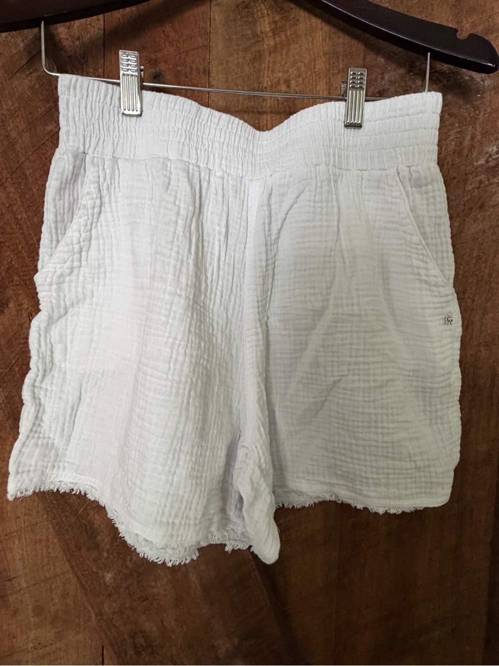 DKNY White Cotton Gauze Relaxed Bermuda Shorts